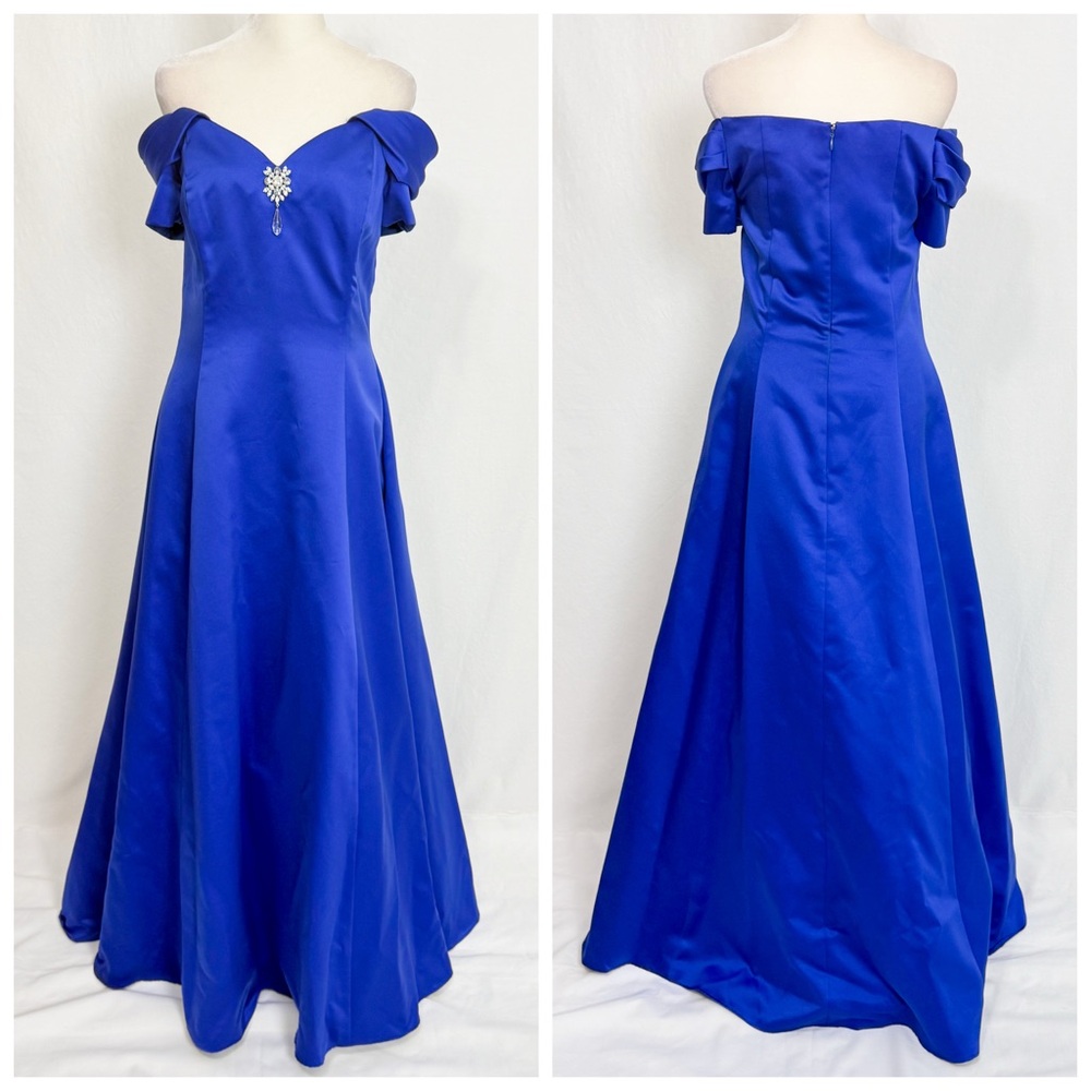 Vintage Scott McClintock Royal Blue Off-Shoulder Prom Dress
